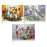 Untitled by a) L. Enriquez<br, > b) H. Renol<br & > c) B. Hermi, <p>a) L. Enriquez<br />Market Vendors<br />signed, sold Dec 2021