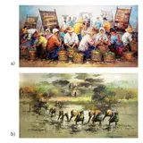 Untitled by a) Dan Atenson<br & > b) Unidentified Artist, <p>a) Dan Atenson<br />Market Scene<br />signed (l, sold Dec 2021