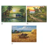 Untitled by a) Noel Cruz<br, > b) Unidentified Artist<br & > c), <p>a) Noel Cruz<br />Nipa Hut with Coconut Tree<br, sold Dec 2021