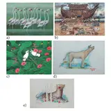 Untitled by a) Ombet<br, > b) E.M. Punu<br & > c) Unidentified, <p>a) Ombet<br />Flamingoes<br />signed and dated, sold Dec 2021