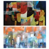 Untitled by a) Benitez<br & > b) Aris Bagtas, <p>a) Benitez<br />Abstract<br />signed and dated, sold Dec 2021