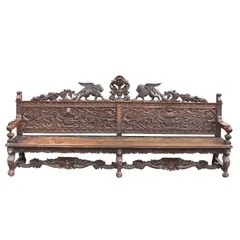 A Carved Bench, Untitled, <p>A Carved Bench<br />narra<br />52 1/2" x 121" x