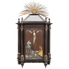 A 19th-Century Tableau Depicting the Calvary Scene, Untitled, <p>Depicting the Calvary<br />Scene, with an Ivory