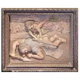 David and Goliath, Untitled, <p>David and Goliath<br />bas relief<br />hardwood