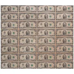 Uncut Two Dollar Bills Specimen, Untitled, <p>Uncut Two Dollar Bills Specimen<br />1980s<br /