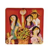 “2 dogs and 20 bananas...That’s all they have” by Mauro Malang Santos, ceramic plate, sold Oct 2021