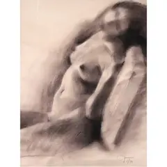 Nude by Romulo Olazo, charcoal on paper, sold Oct 2021