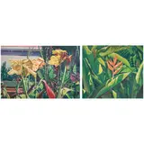 Godofredo Mendoza, a) Bandera Española (Series)
b) Birds of Paradise, a) oil on panel b) oil on canvas