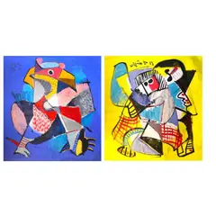 Untitled I and II by William Yu, oil on canvas, sold Oct 2021
