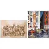 a) Church
b) Untitled (Venice) by a) Joel Olivares b) Maridi Nievera, a) computer print on paper b) oil on canvas, sold Oct 2021