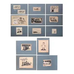Jorge Pineda, Various Drawings in Pen and Ink, mounted on board