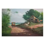 Bulacan Barrio Sta. Maria, R. P. by Cesar Buenaventura, oil on canvas, sold Jul 2021