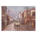 Untitled (Cityscape) by Cesar Buenaventura, oil on canvas, sold Jul 2021