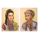 Cesar Amorsolo, Portraits of Royal Filipina and Filipino, pastel on paper
