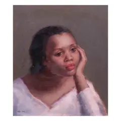 Dana by Mia Herbosa, oil on masonite board, sold Jul 2021