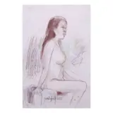 Raul Isidro, Nude, pastel on paper