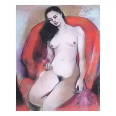 Untitled (Nude) by Hermès Alègrè, pastel on paper, sold Jul 2021