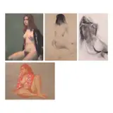 Nude by a) Unidentified Artist b) Lh Wang c) Germar d) Jose Yap, a.) pastel on paper b.) charcoal on paper c.) graphite on paper d.) pastel on paper, sold Jul 2021