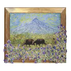 Dr. Renato S. Cheng, Mayon Volcano, oil on canvas with old frame