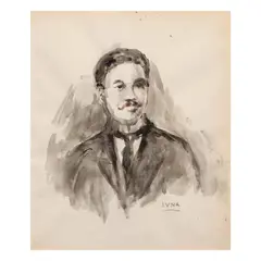 Study for Ilustrado by Juan Luna, watercolor on paper, sold Jul 2021