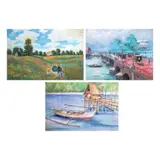 a.) After Claude Monet's Poppy Field  near Argenteuil b.) Untitled c.) Seascape by a) R. Ramirez b) Eddie Sarmiento c) Eddie Sarmiento, a-b.) oil on canvas c.) watercolor on paper, sold Jul 2021