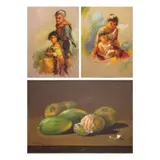J.D. Castro, a) Maginang Pulubi b) Mother and Child c) Untitled (Still Life), A. oil on canvas B. oil on board C. oil on canvas