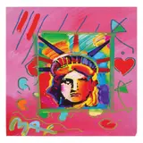 Peter Max, Liberty Head Collage, 1, mixed media with collage and acrylic on wove paper