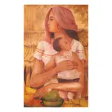 Mother and Child by Paco Gorospe, oil on canvas, sold Jul 2021