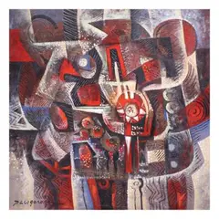 Compo in Brown by Paco Gorospe, oil on canvas, sold Jul 2021