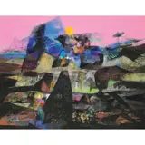 Bird Mountain by Mauro Malang Santos, gouache on board, sold Jul 2021
