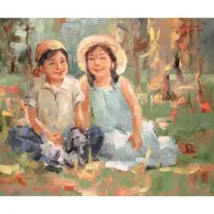 Jun Martinez, A Boy and a Girl, oil on canvas