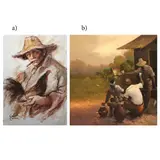 a) Sabungero
b) Tagay by a) Salvador Cabrera b) Attributed to Cesar Buenaventura a), oil on canvas, sold Jul 2021