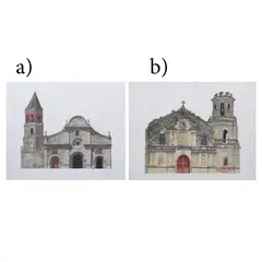 Rodolfo Ragodon, a) Church of Barasoain Bulacan
b) Church of Paete Laguna, acrylic on canvas acrylic on canvas