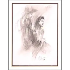 Man and Woman by Romulo Olazo, charcoal on paper, sold Jul 2021