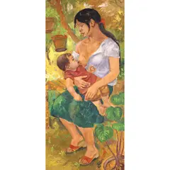Mother and Child by Demetrio Diego, oil on canvas, sold Jul 2021