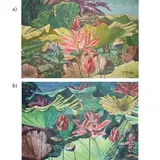 Godofredo Mendoza, a) Lotus Plant (Series) b) Lotus Series, oil on canvas