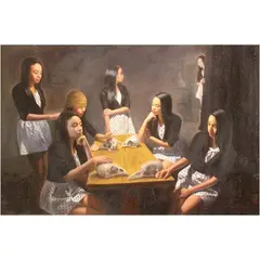 Lies Behind Those Eyes by Abi Dionisio, oil on canvas, sold Jul 2021