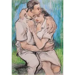 Untitled by Emmanuel Garibay, conte crayon in paper, sold Jul 2021