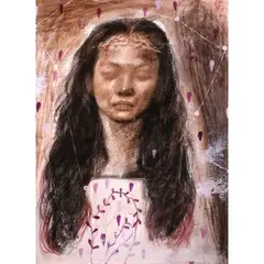 Locating the Muse by Riel Hilario, mixed media on canvas, sold Jul 2021