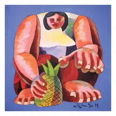 Pineapple Vendor by William Yu, oil on canvas, sold Jul 2021