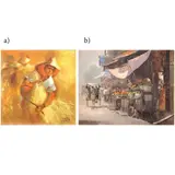 Eddie Sarmiento, a) Harvest 
b) Market Scene