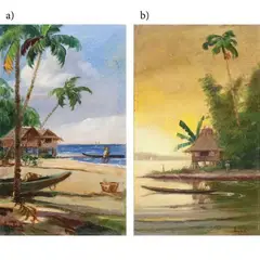 a) Untitled (Seaside)
b) By the Pasig River by Isidro Ancheta, oil on board, sold Jul 2021