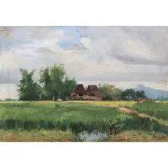 Landscape by Isidro Ancheta, oil on panel, sold Jul 2021