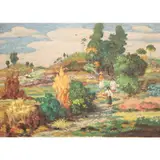 Loreto Racuya, Flower Gatherers, oil on canvas