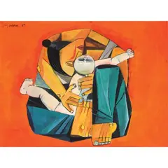 Ang Kiukok, Mother and Child, tempera on paper