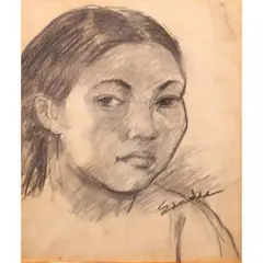 Victorio Edades, Untitled (Portrait), charcoal on paper