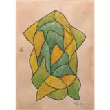Hernando R. Ocampo, Abstract in Green, watercolor on paper