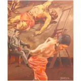 Juanito Torres, Behind the Scene, oil on canvas