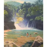 Oscar Hidalgo, Waterfalls, oil on canvas