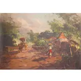 Gabriel Custodio, Barrio Scene, oil on canvas